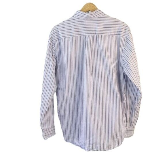 2/$15 Tommy Hilfiger Mens Button Down Shirt Blue Large White Stripe Long Sleeve - Picture 4 of 6